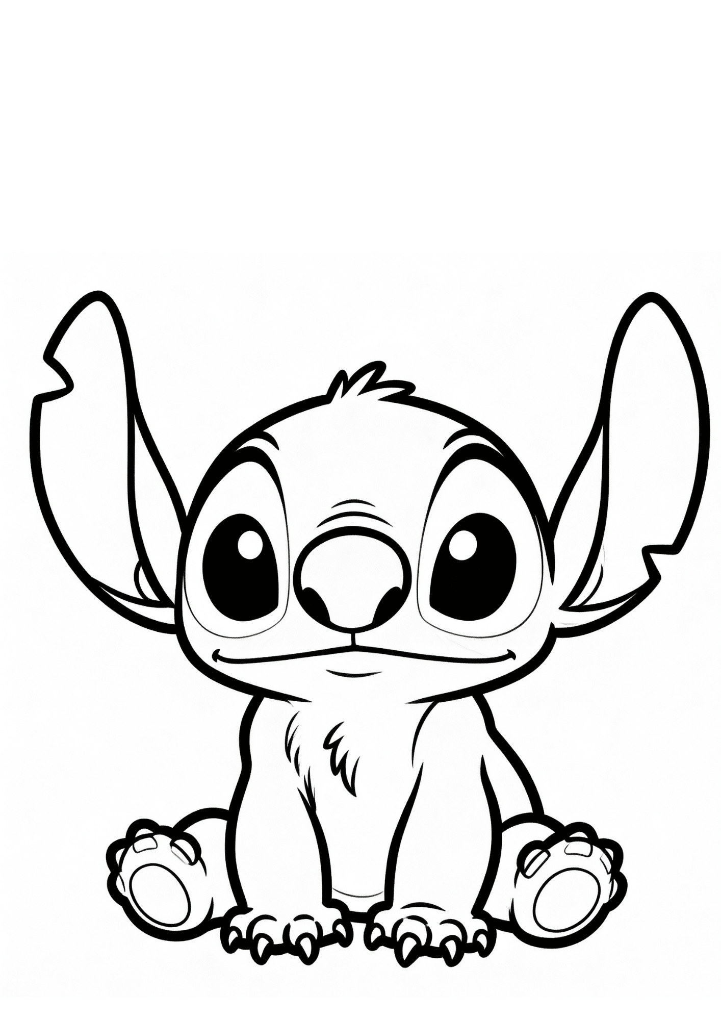 big eyes stitch coloring page black white printable cute cartoon outline kids activity sheet design art