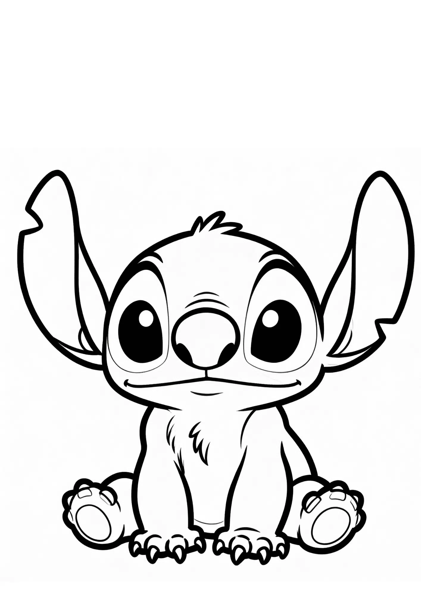 big eyes stitch coloring page black white printable cute cartoon outline kids activity sheet design art