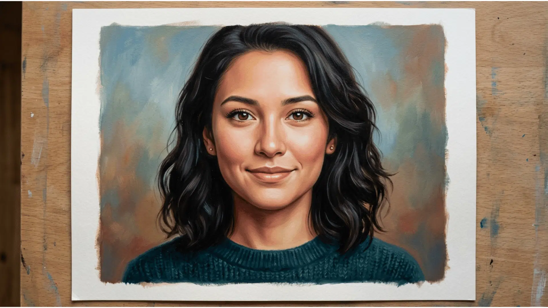 blended acrylic portrait with smooth color transitions and realistic shading