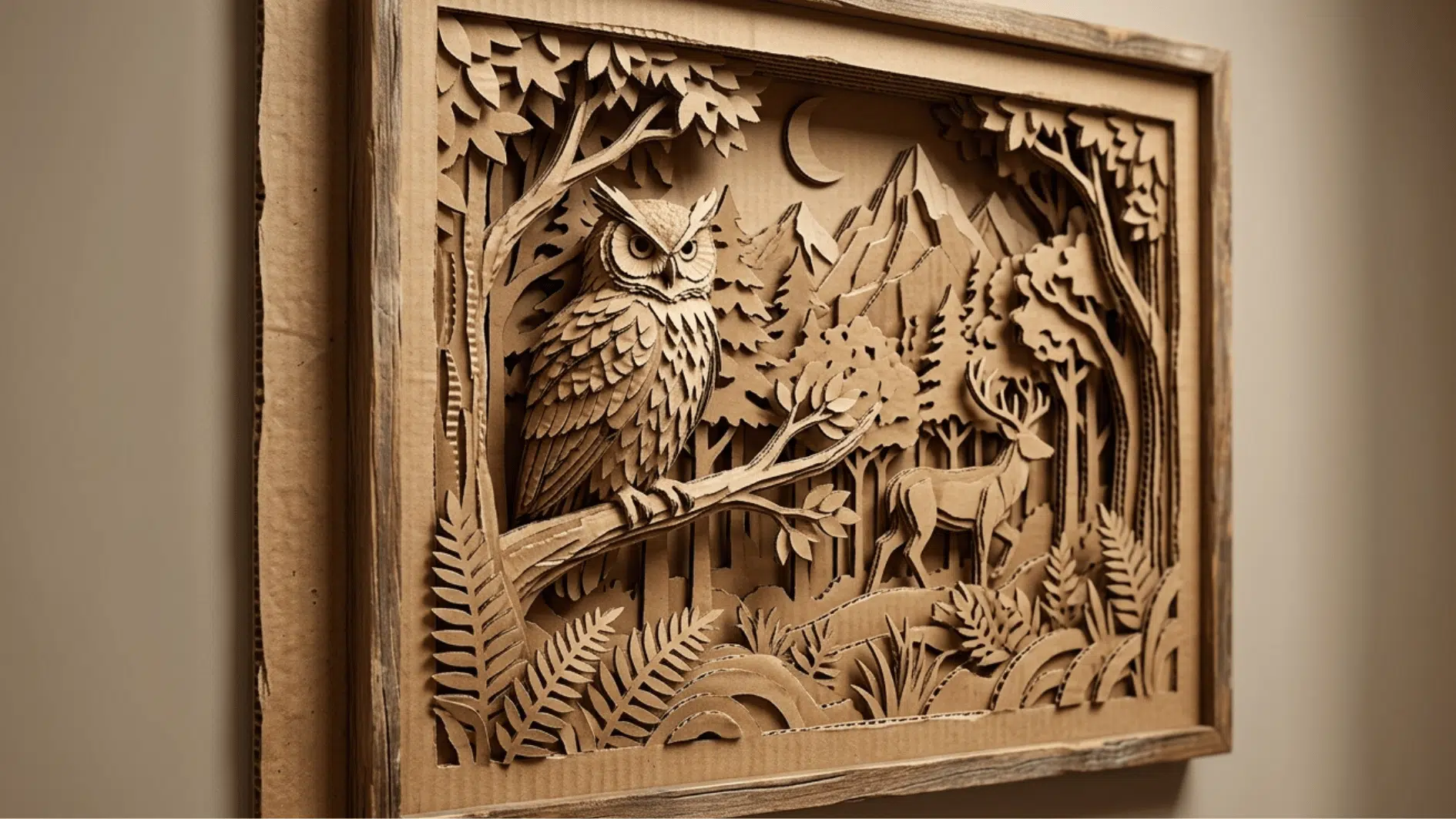 flat cardboard into raised artwork with layers and texture