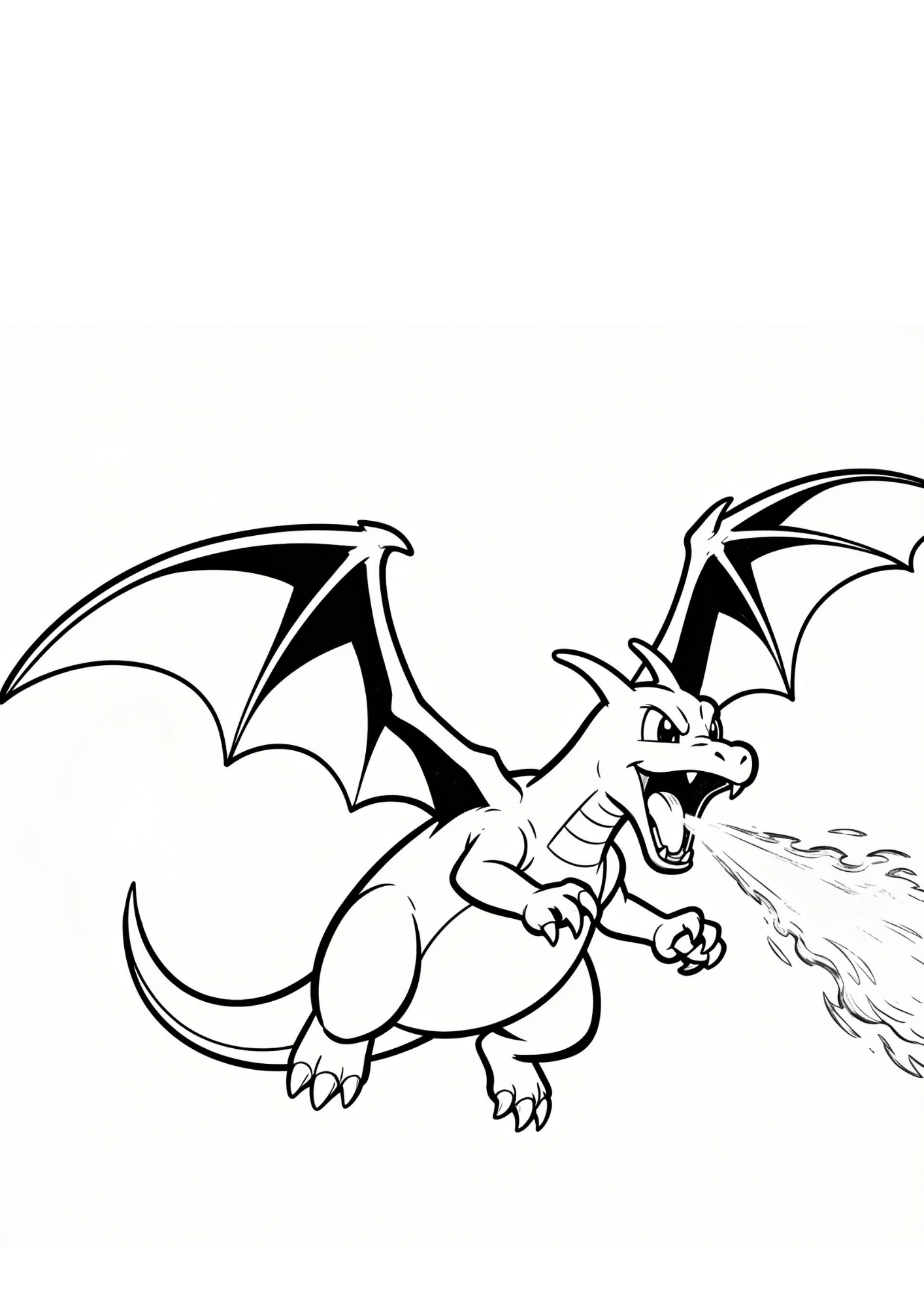 charizard coloring page printable black outline flying fire breathing dragon style kids coloring sheet clean