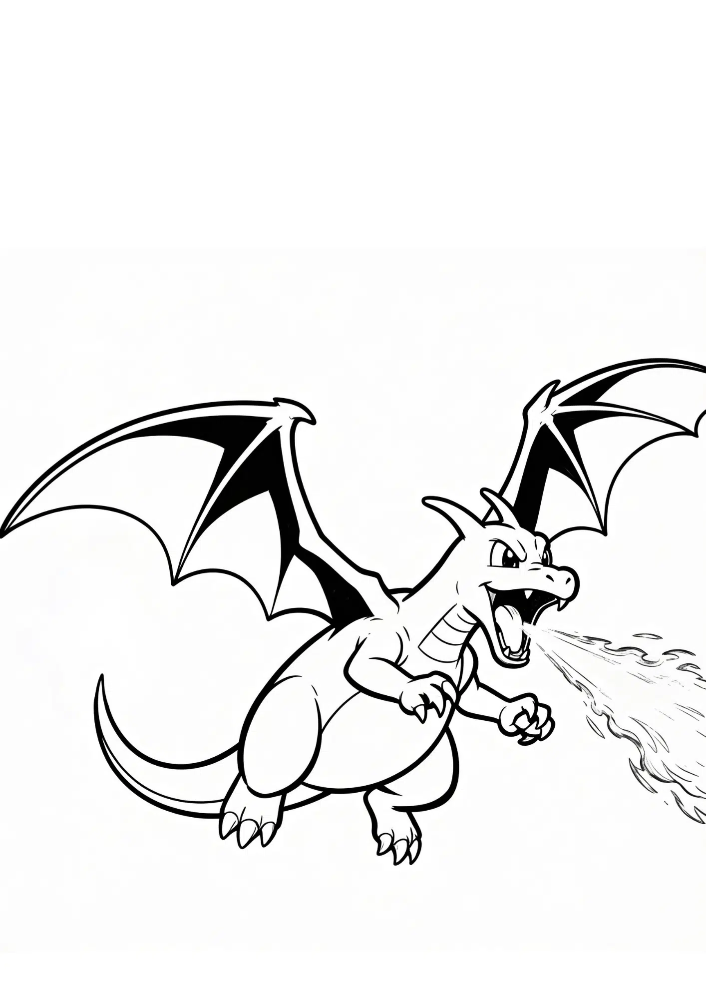 charizard coloring page printable black outline flying fire breathing dragon style kids coloring sheet clean