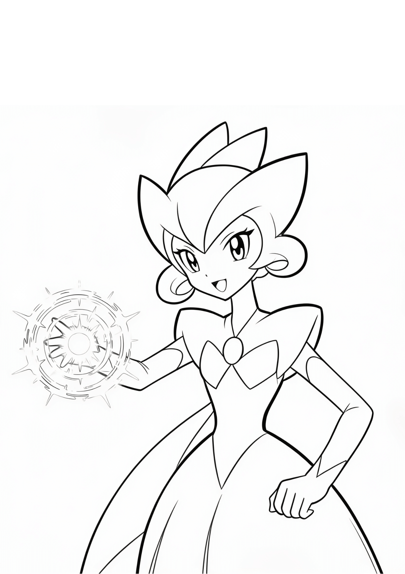 gardevoir coloring page printable black outline using psychic power aura kids coloring sheet clean line art