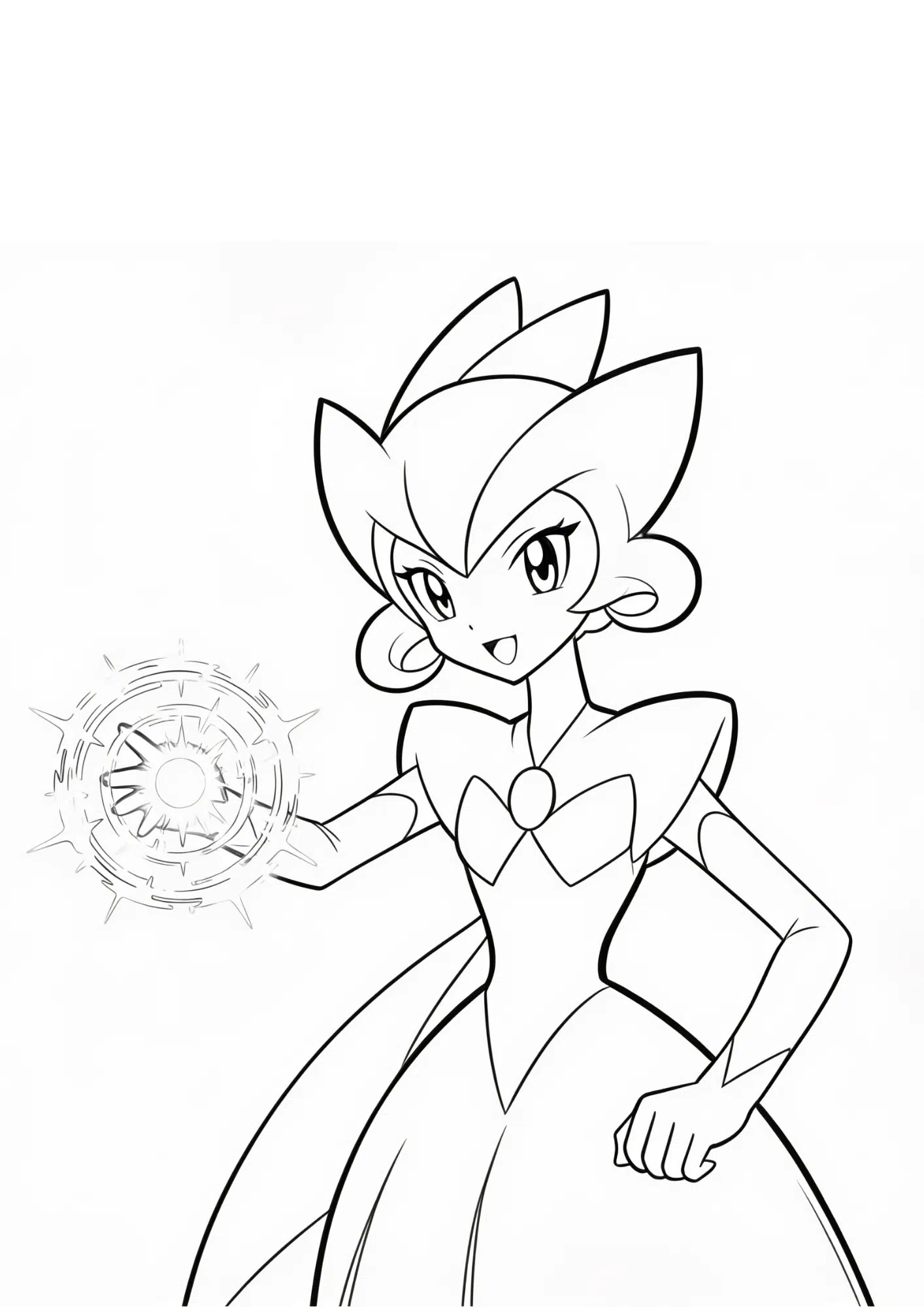 gardevoir coloring page printable black outline using psychic power aura kids coloring sheet clean line art