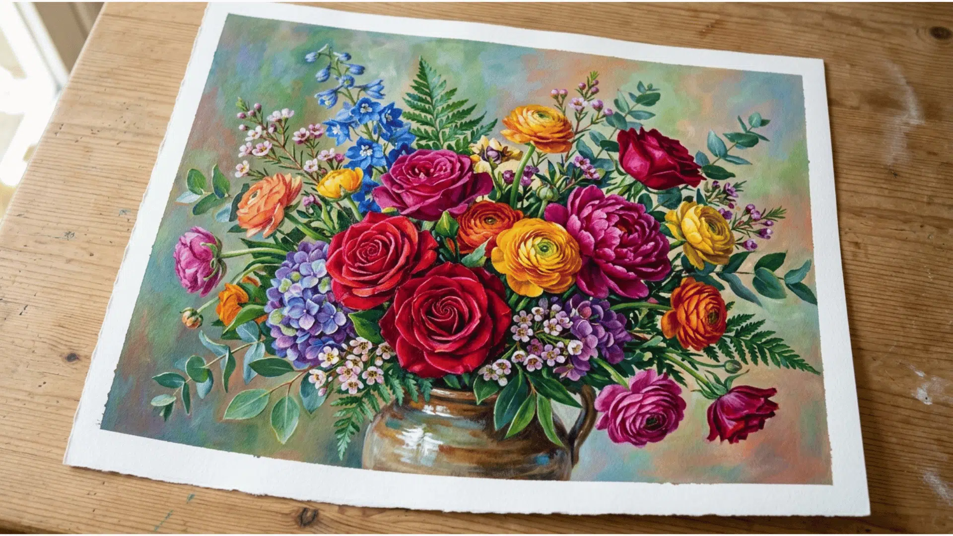 glazing with mediums acrylic painting featuring rich transparent floral color layers