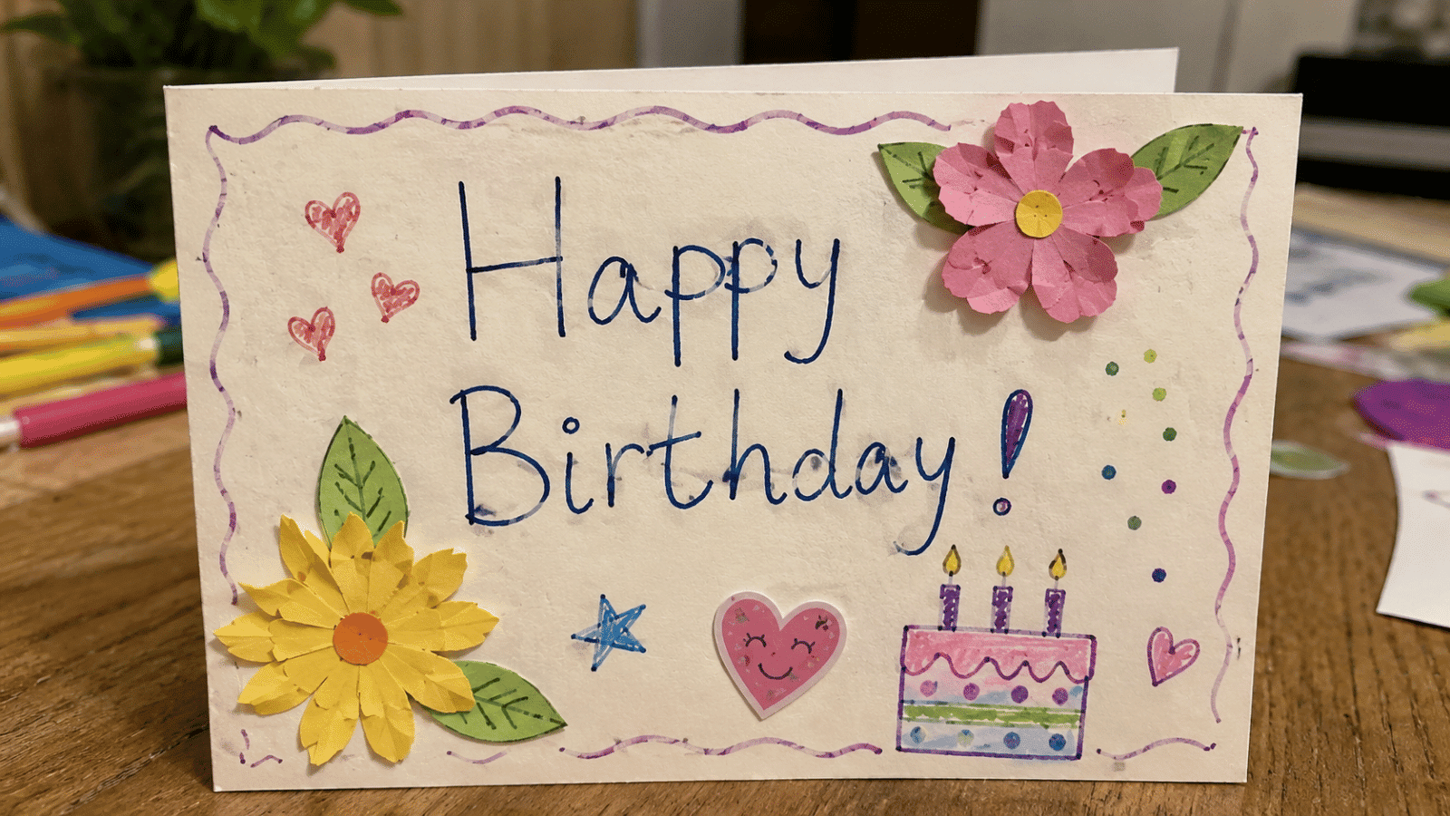 handmade DIY greeting cards decorated with watercolor and washi tape by kids at home, a simple and creative craft idea