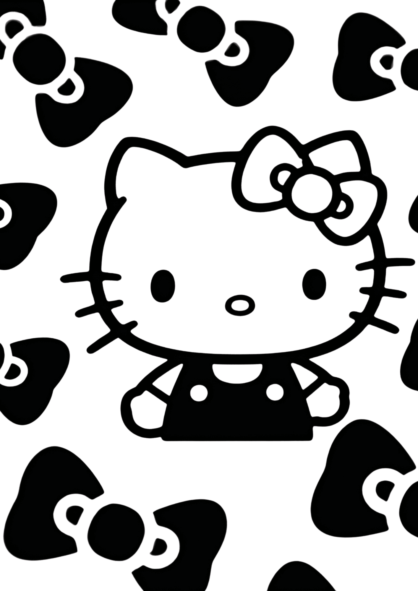 bow collection hello kitty with different bows outline coloring page black white printable kids creative sheet