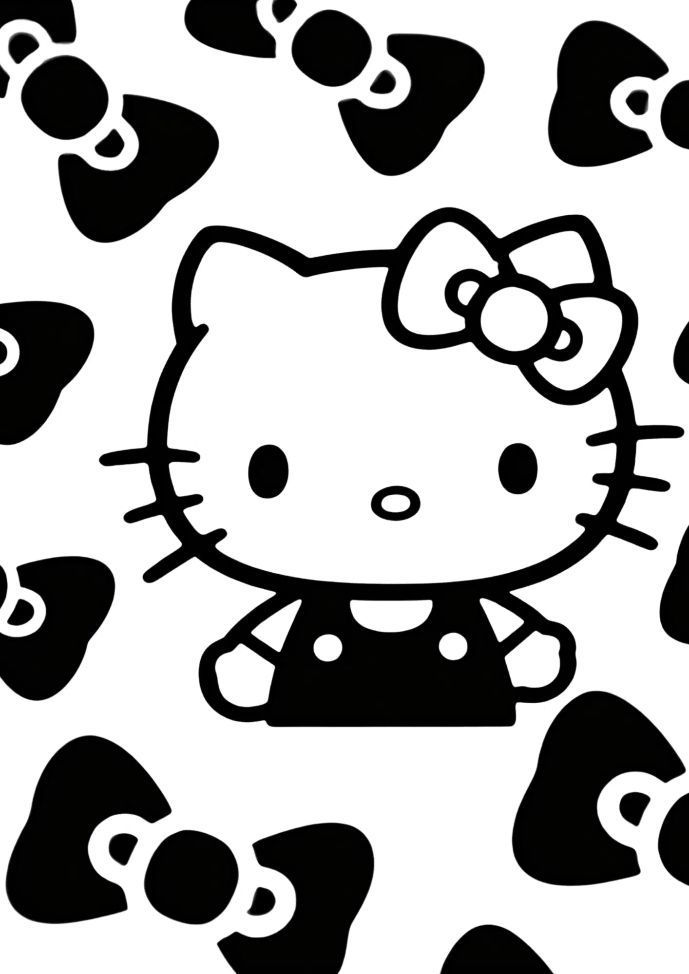bow collection hello kitty with different bows outline coloring page black white printable kids creative sheet
