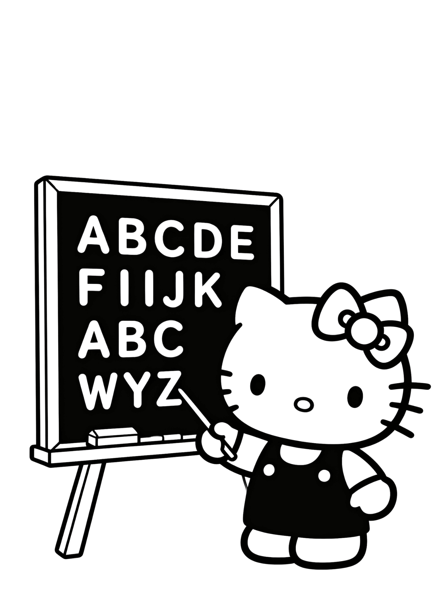 teacher classroom hello kitty board books outline coloring page black white printable kids school sheet fun