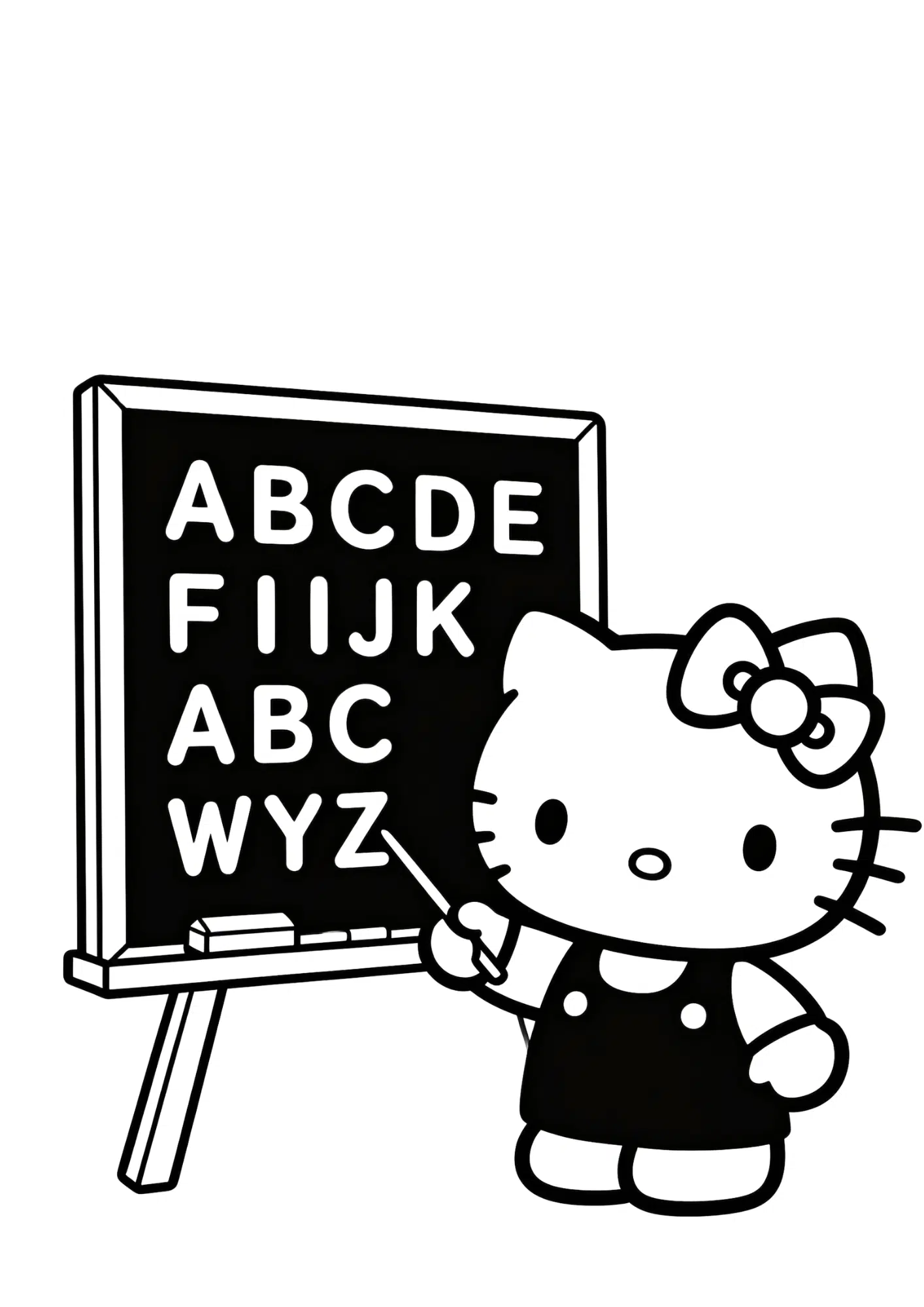 teacher classroom hello kitty board books outline coloring page black white printable kids school sheet fun