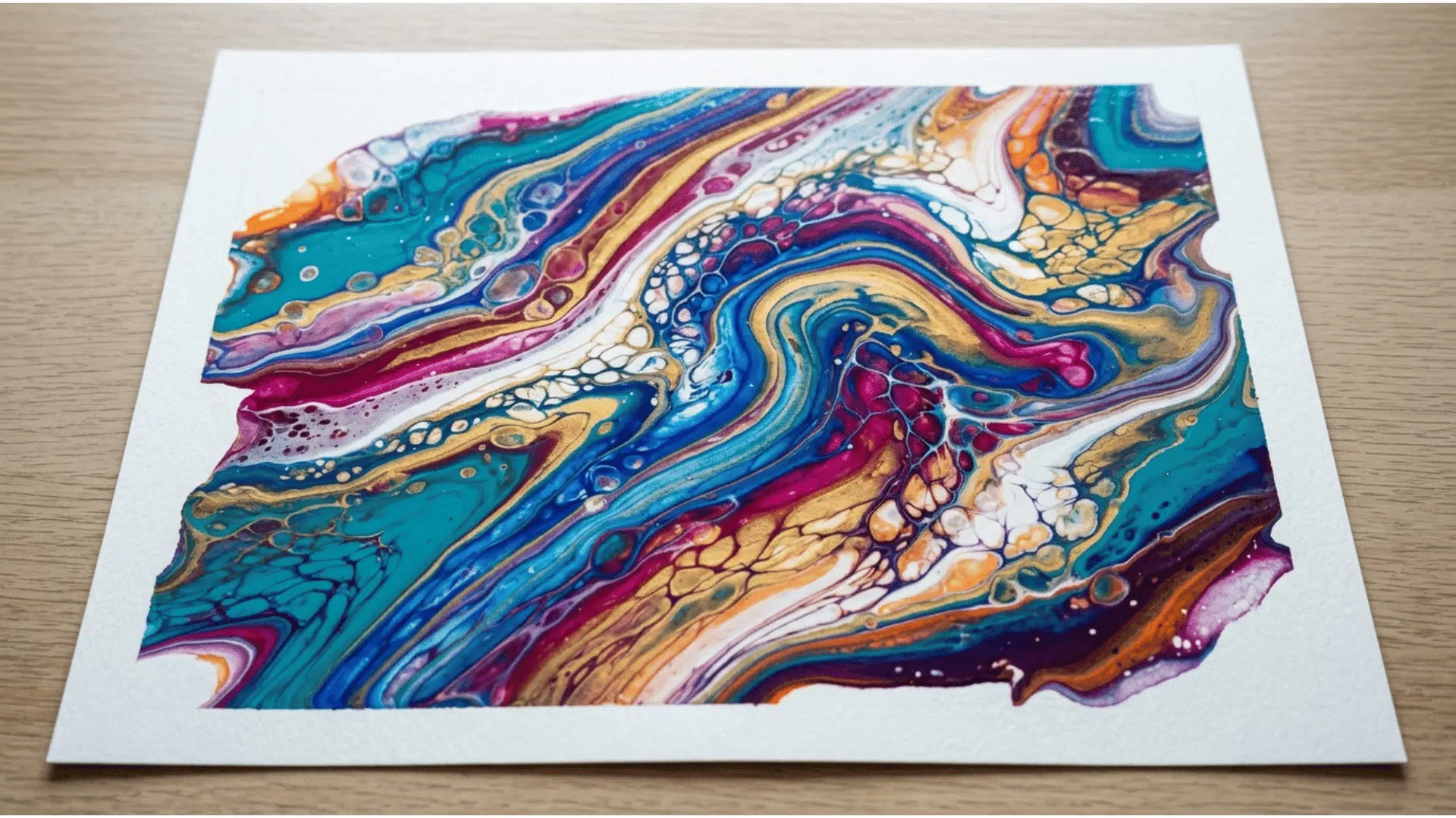 acrylic pouring artwork with flowing colors and organic abstract patterns