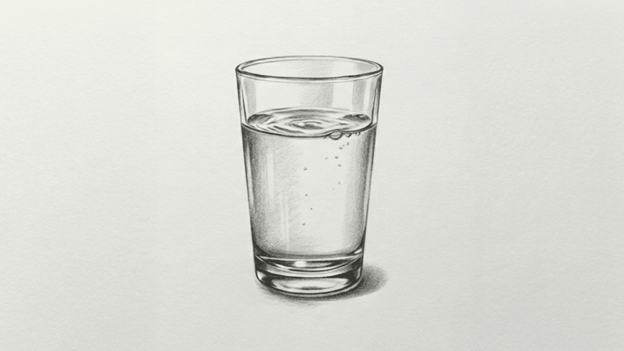 realistic-pencil-drawing-of-clear-drinking-glass-half-filled-with-water-and-soft-reflections-on-white-background