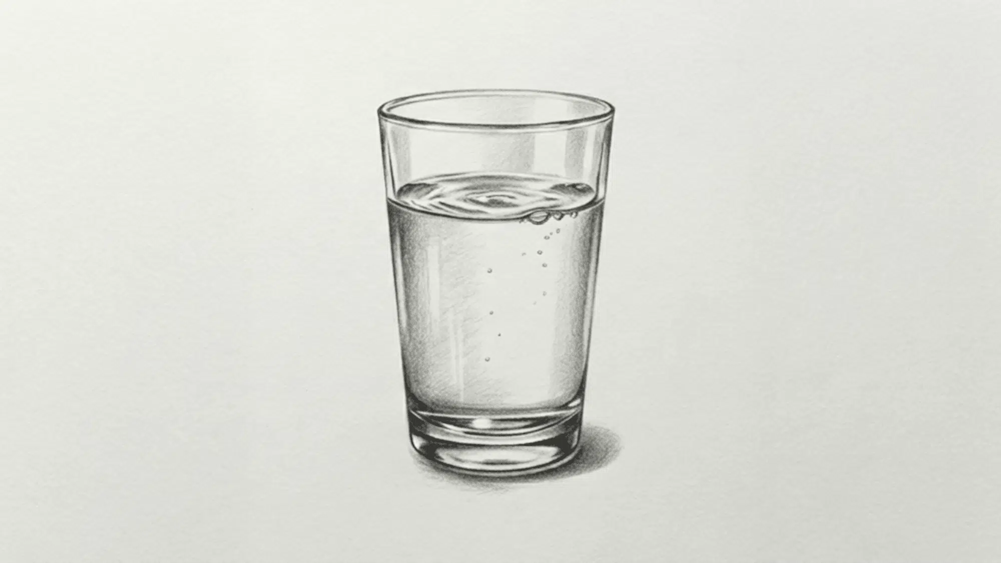 realistic-pencil-drawing-of-clear-drinking-glass-half-filled-with-water-and-soft-reflections-on-white-background