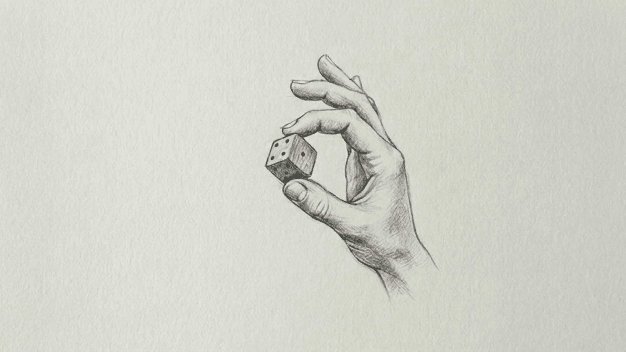 realistic-pencil-drawing-of-hand-gently-holding-small-wooden-dice-between-fingers