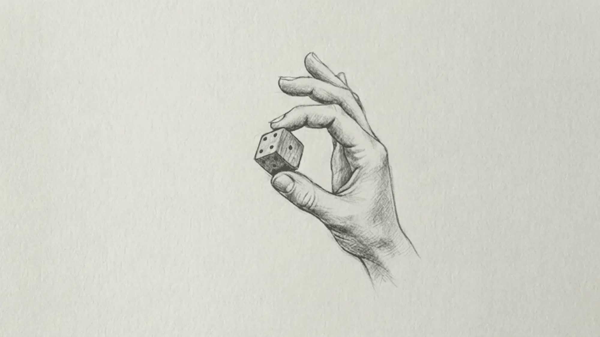 realistic-pencil-drawing-of-hand-gently-holding-small-wooden-dice-between-fingers