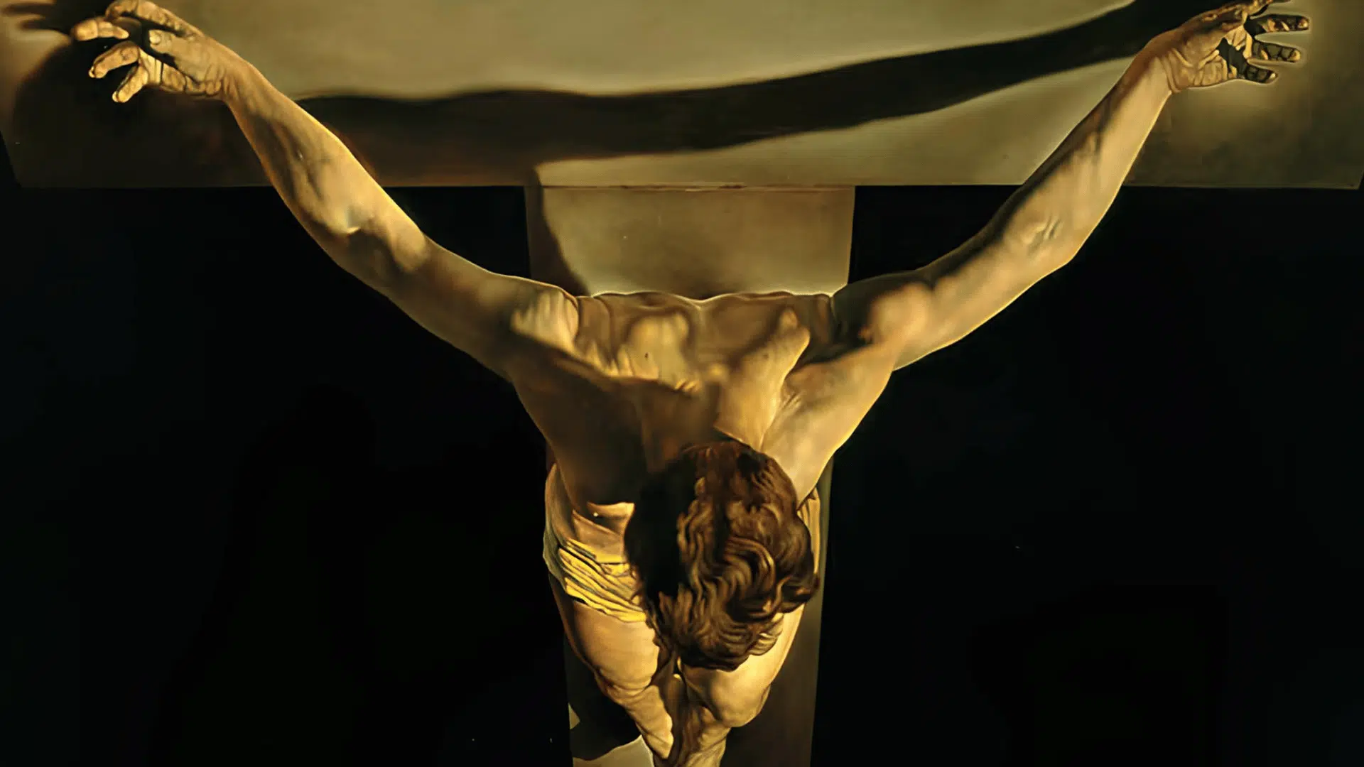Salvador Dalí's Christ of Saint John of the Cross painting, showing Jesus on the cross viewed from above