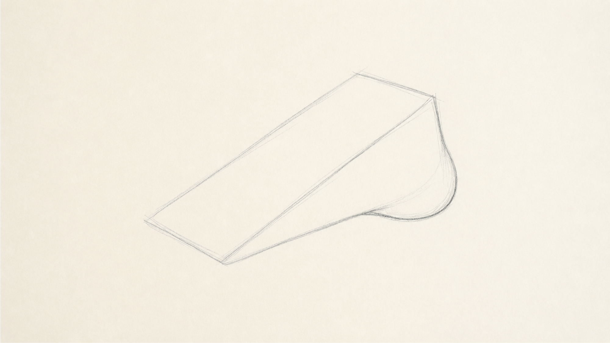 basic foot sketch with a rounded heel and curved arch built from a simple wedge shape
