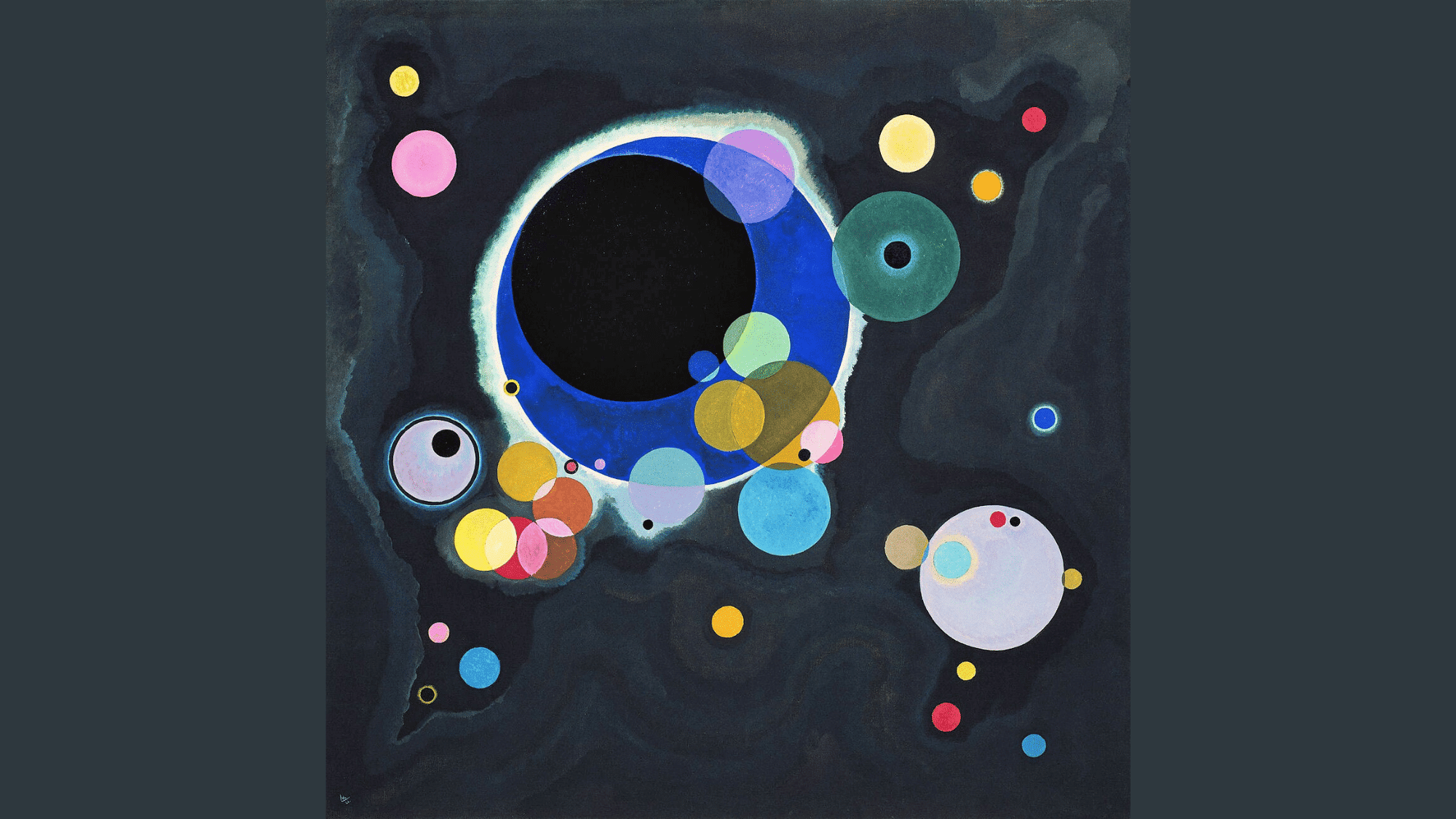 kandinsky’s Several Circles shows bright circles of different sizes creating a clear focus in abstract art