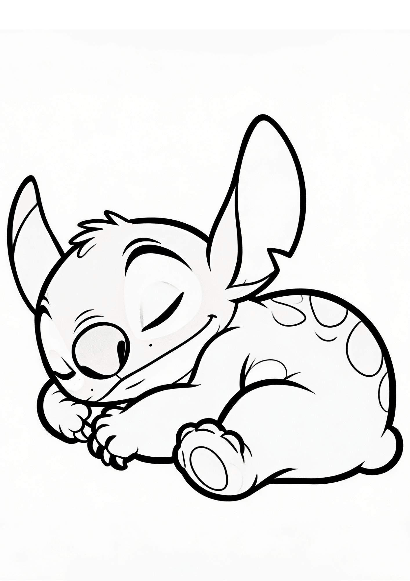 sleeping stitch coloring page black white printable cute peaceful outline kids coloring sheet design