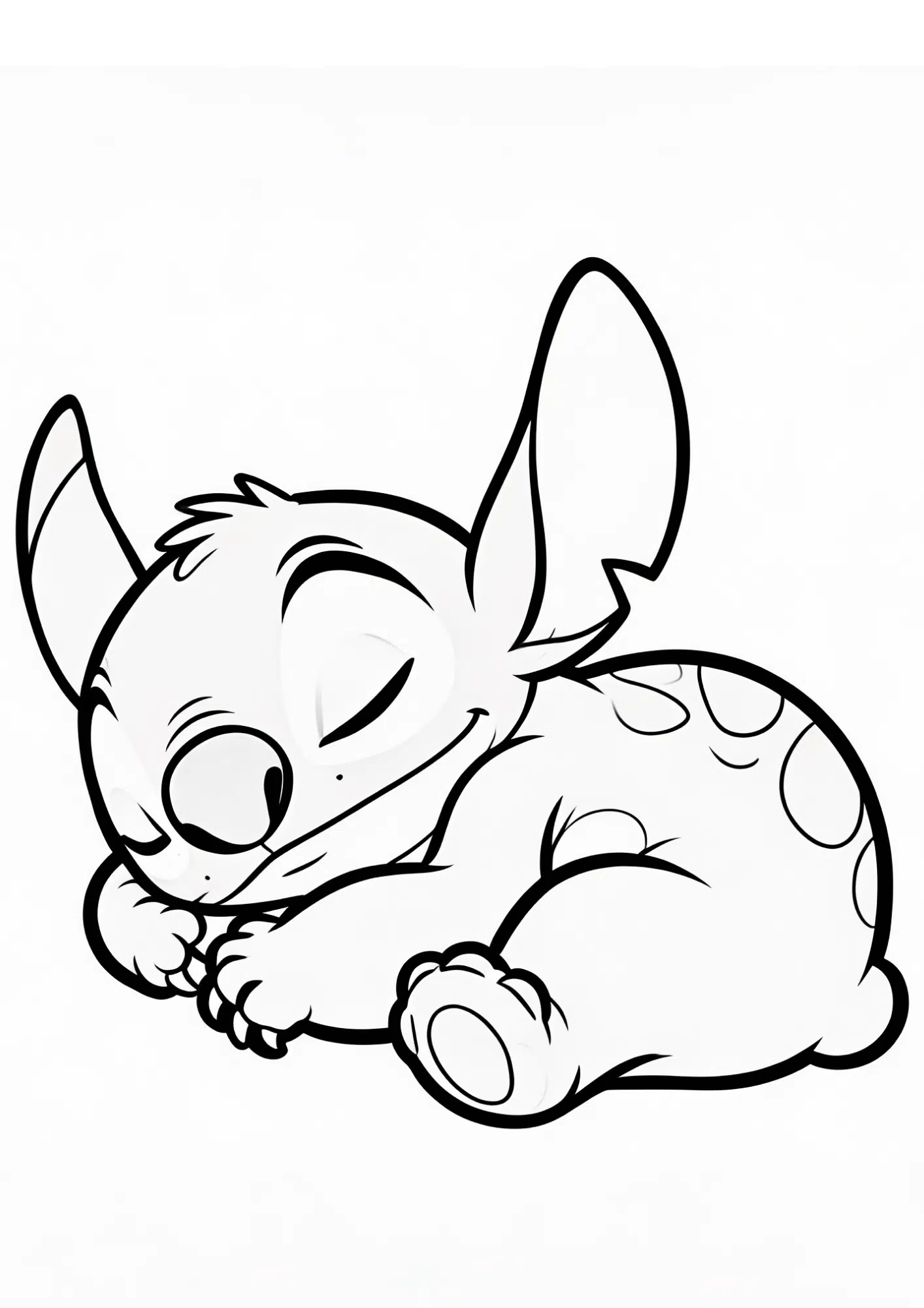 sleeping stitch coloring page black white printable cute peaceful outline kids coloring sheet design