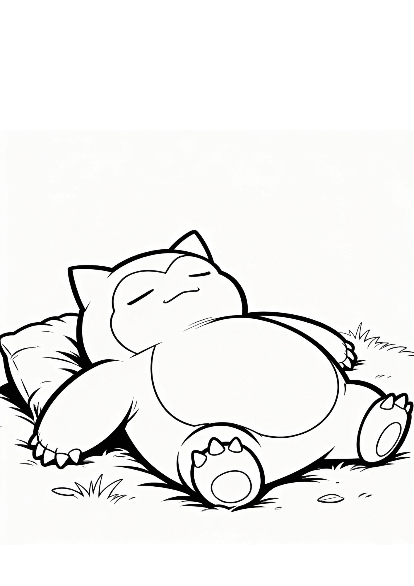 snorlax coloring page printable black outline sleeping big pokemon kids coloring sheet clean line art simple