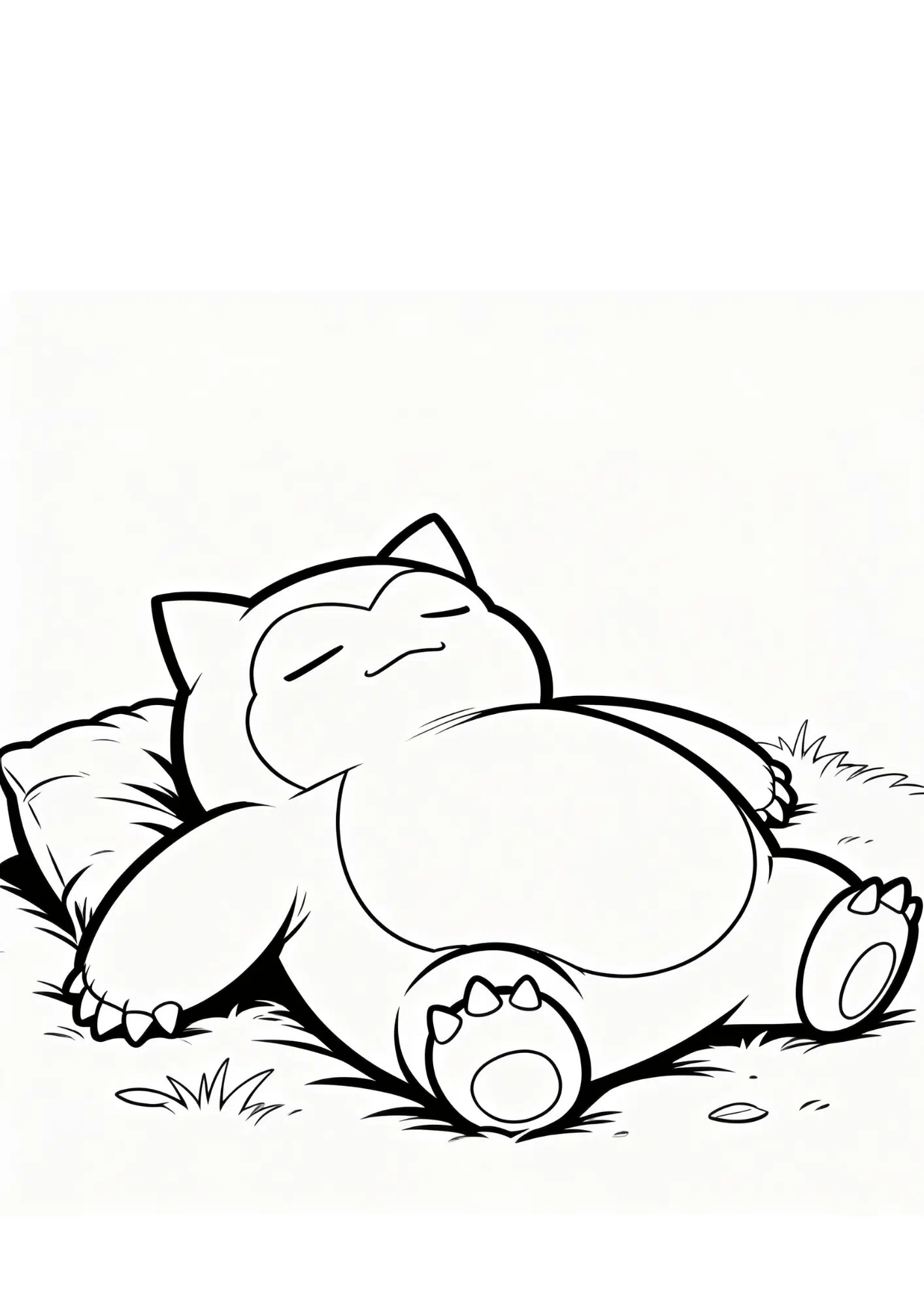 snorlax coloring page printable black outline sleeping big pokemon kids coloring sheet clean line art simple