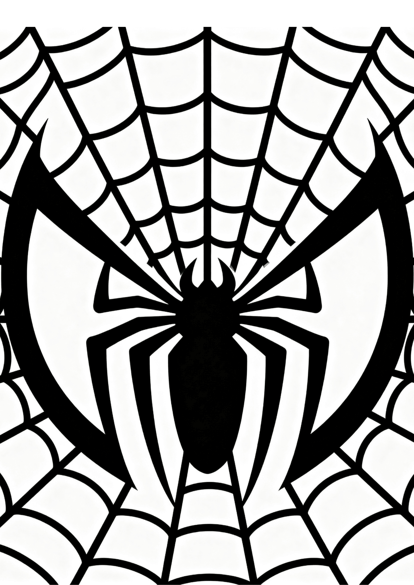 spider man logo coloring page with bold spider emblem and web details