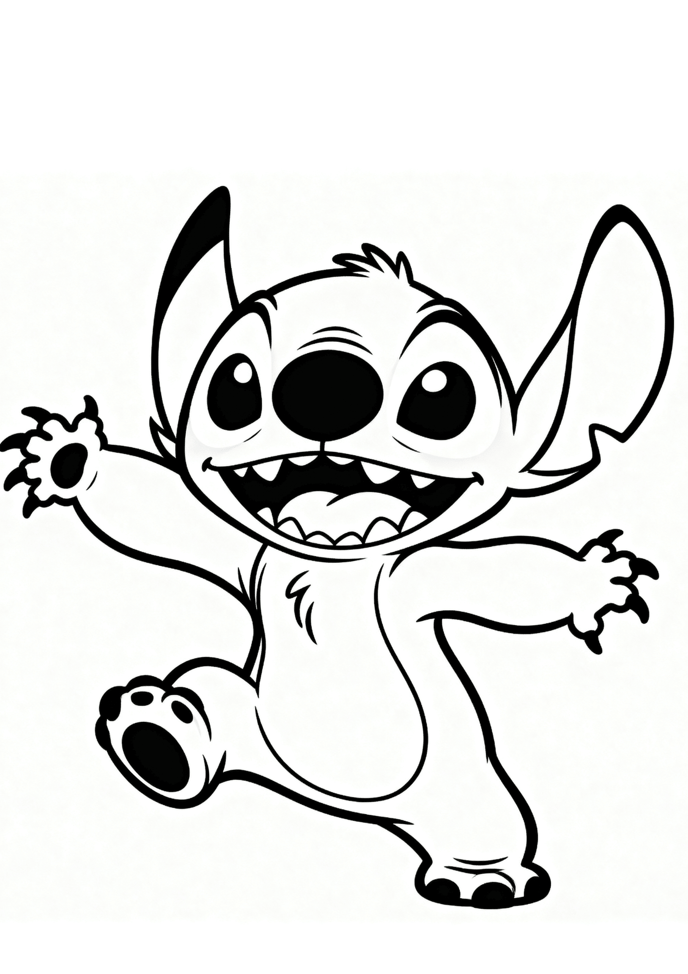 dancing stitch coloring page black white printable fun cartoon outline kids activity sheet design art