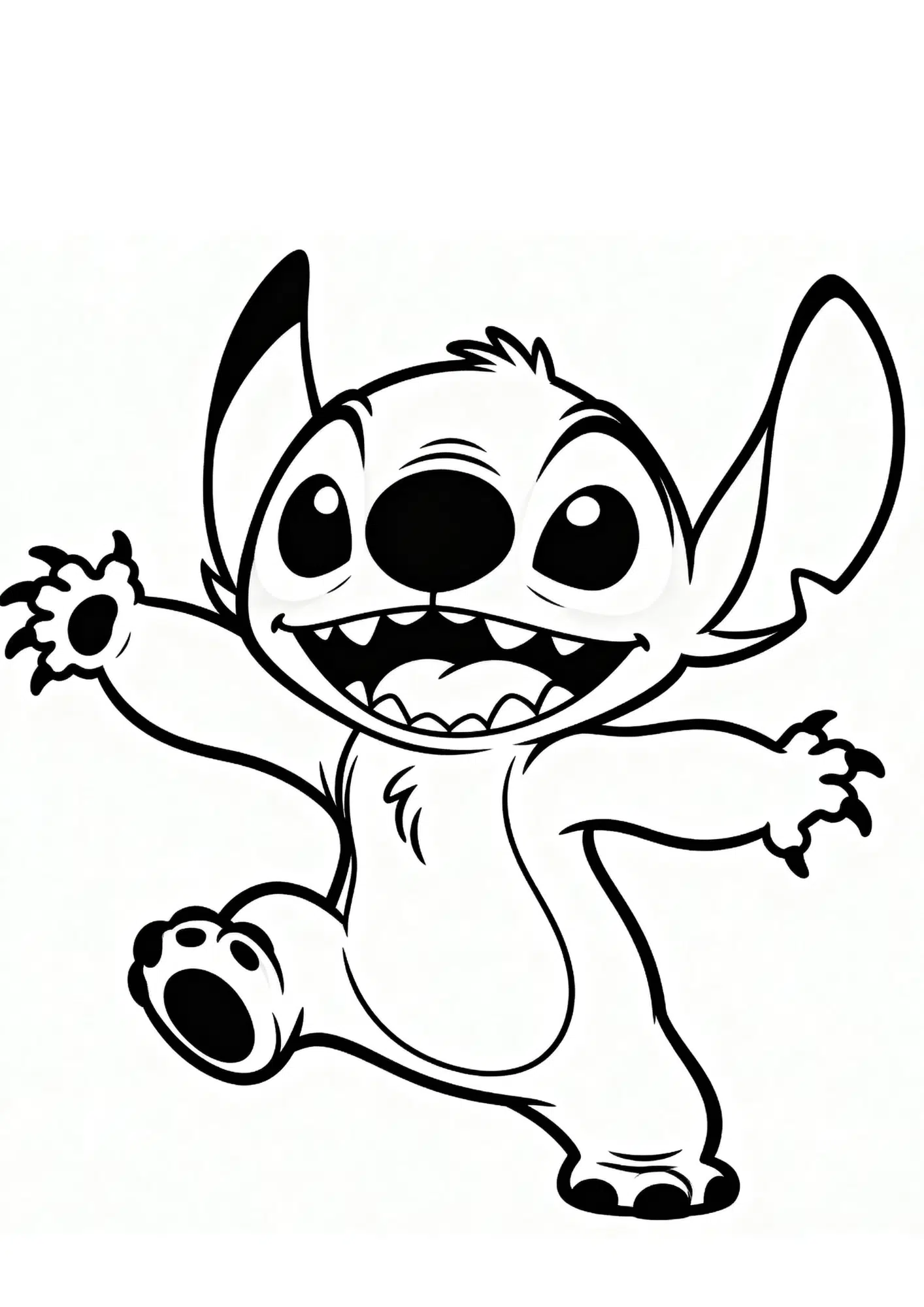 dancing stitch coloring page black white printable fun cartoon outline kids activity sheet design art