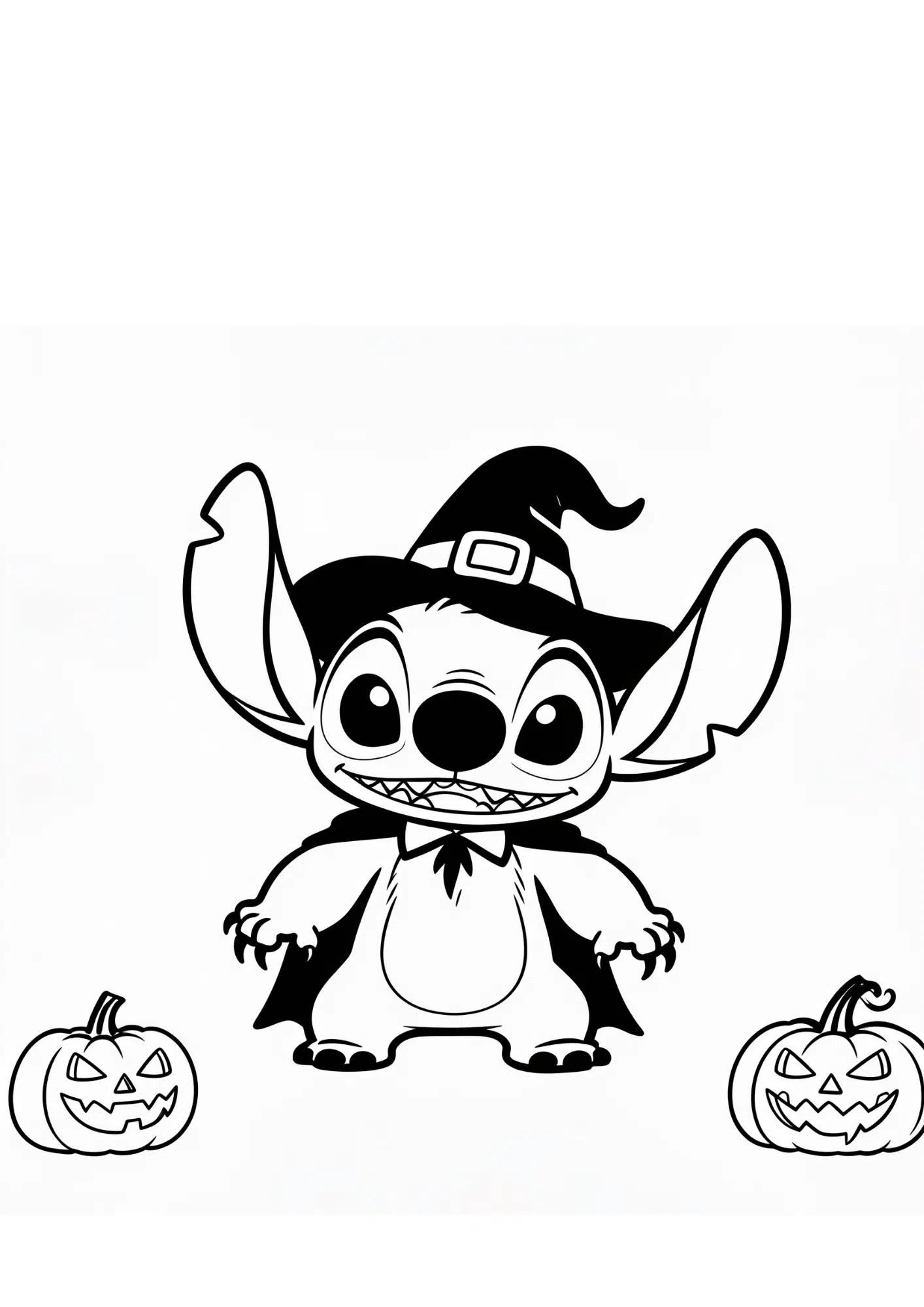 halloween stitch coloring page black white printable costume outline kids spooky fun sheet design art