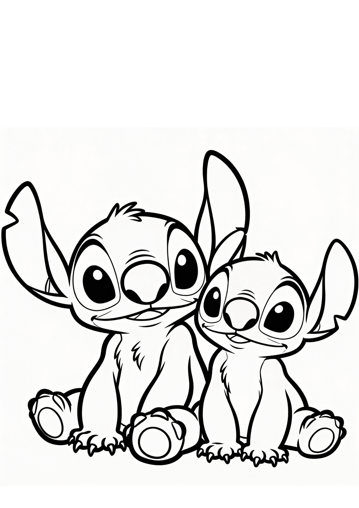stitch and scrump friendship coloring page black white printable cute disney outline kids sheet art