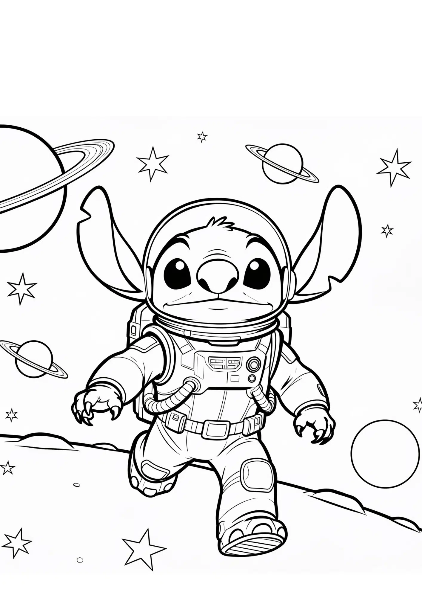 stitch space adventure coloring page black white printable galaxy outline kids fun sheet design art