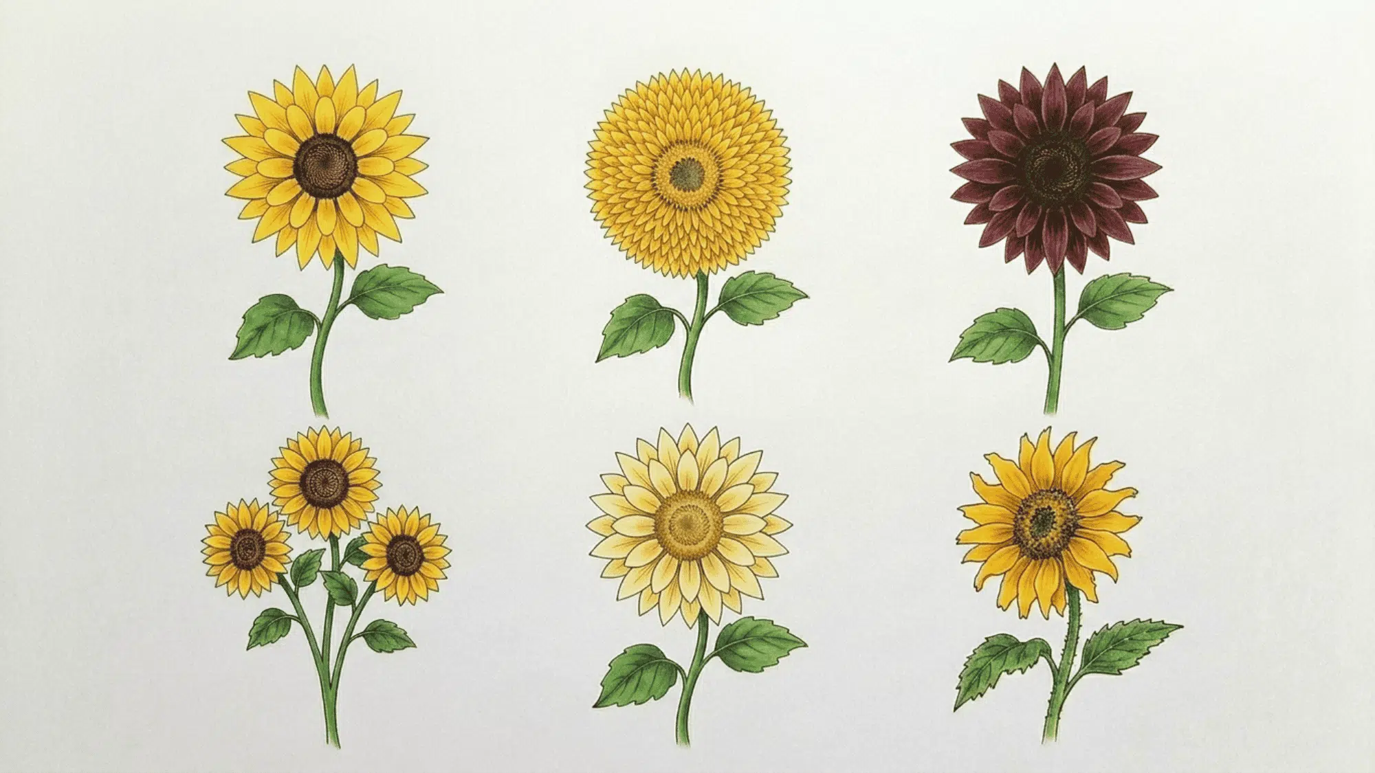 types of sunflowers you can draw