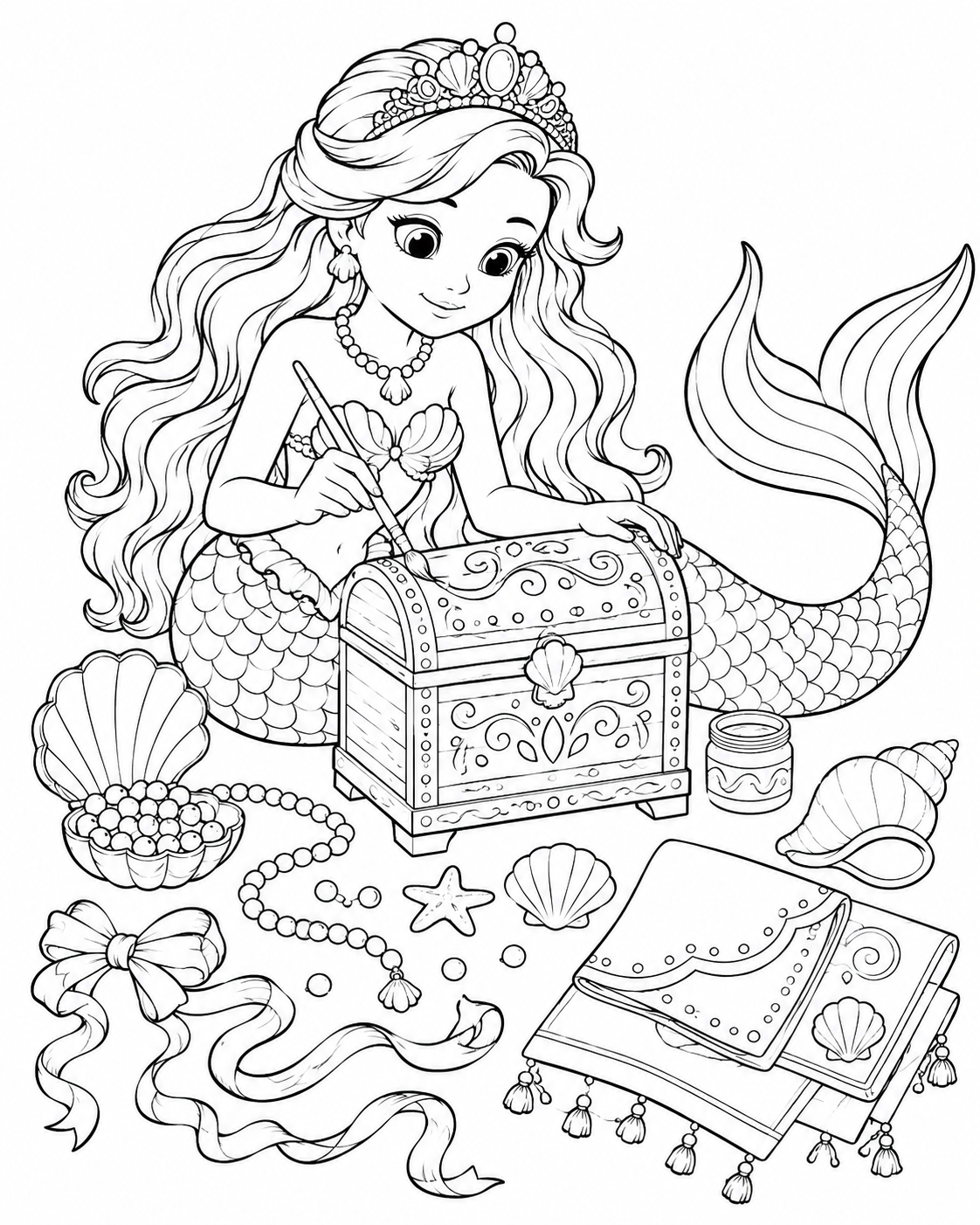 Ariel painting patterns on a small treasure box.