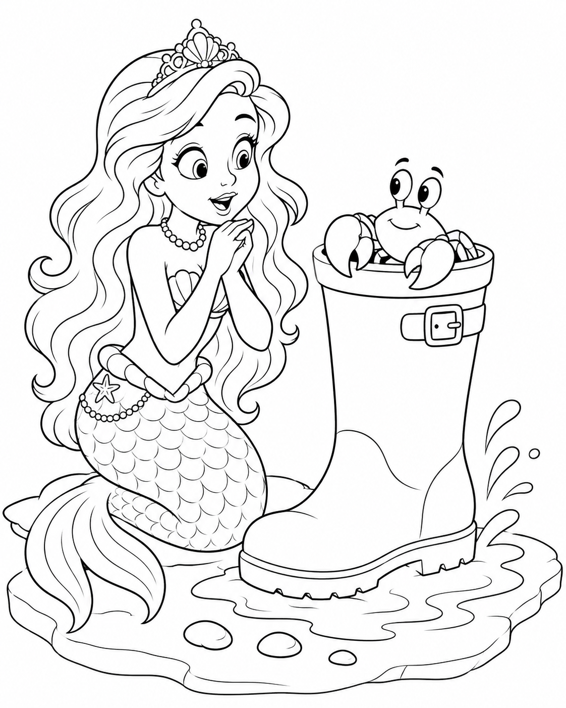 Ariel finding Sebastian inside a giant rain boot.