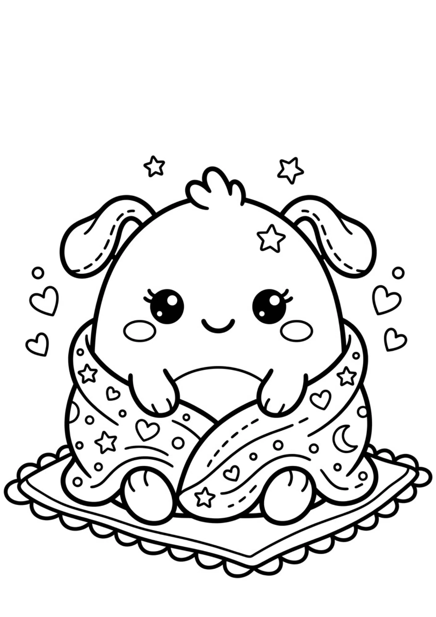 baby squishmallow coloring sheet with simple cute character design and printable black and white toddler coloring page