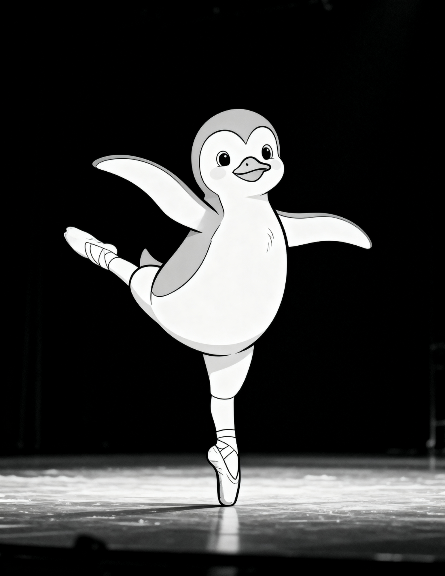 ballet penguin dancing graceful pose coloring page outline