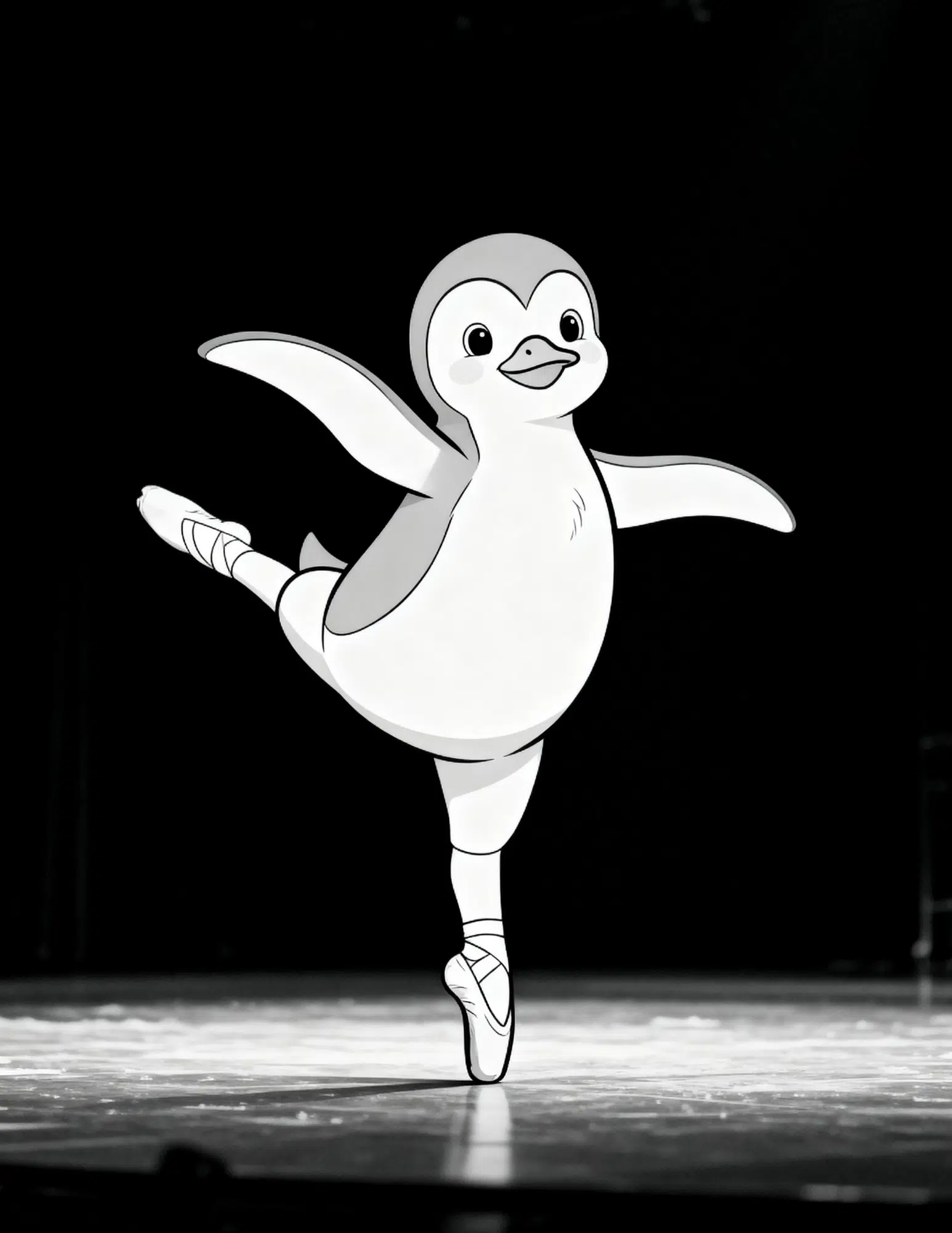 ballet penguin dancing graceful pose coloring page outline