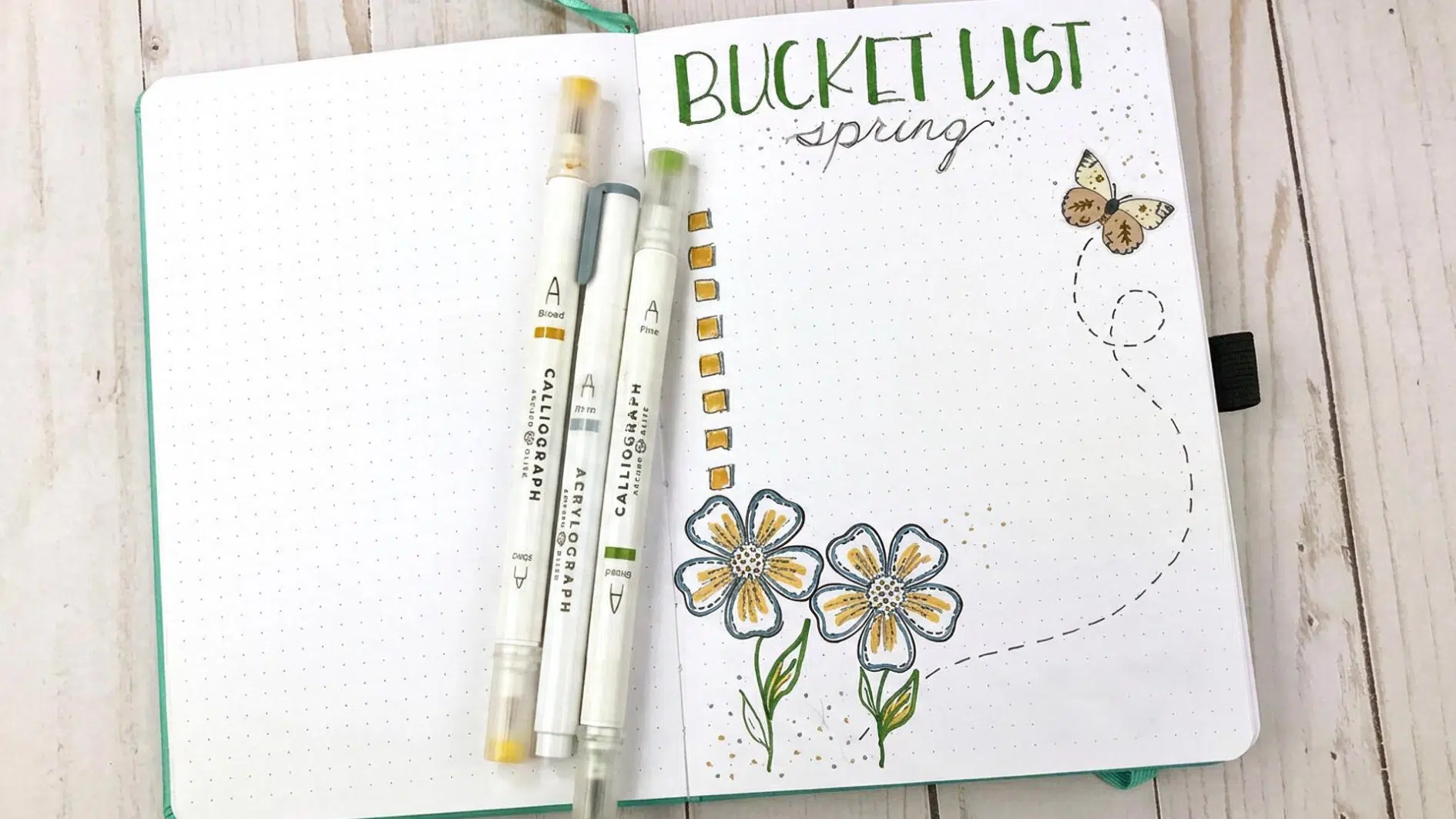 bucket list page in journal