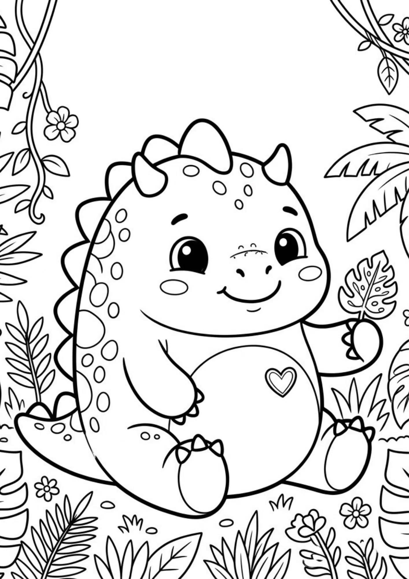 dinosaur squishmallow coloring sheet with cute prehistoric character and printable black and white coloring page design
