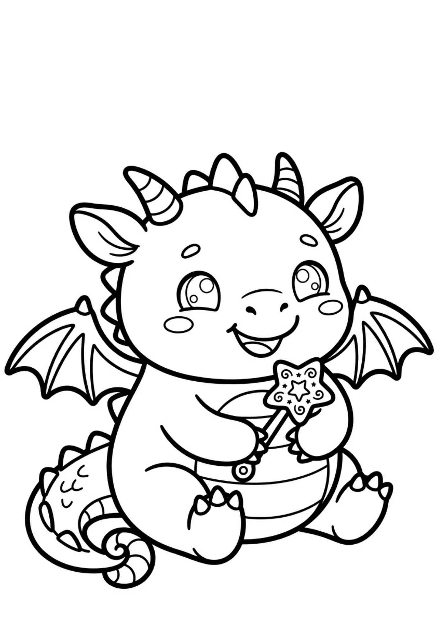 dragon squishmallow coloring page with cute winged character and simple printable black outline fantasy coloring design