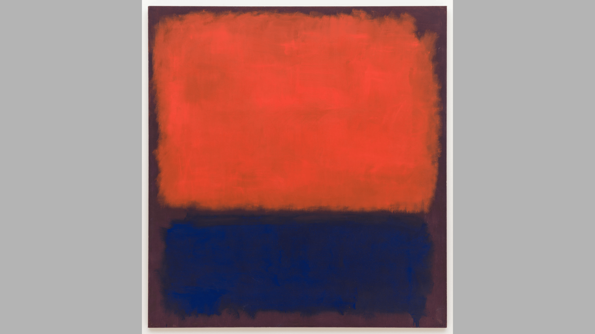 mark rothko's no. 14, 1960 showing a large orange field above a deep blue block with softly blurred edges