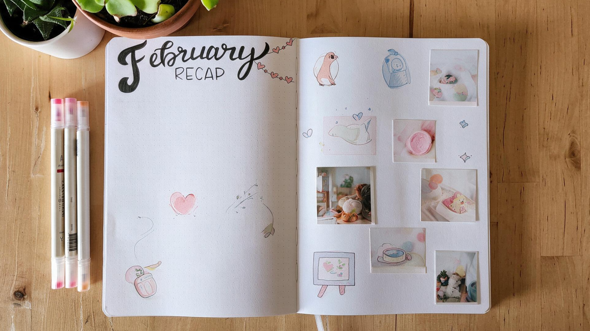 february monthly reflection page with photos and drawings