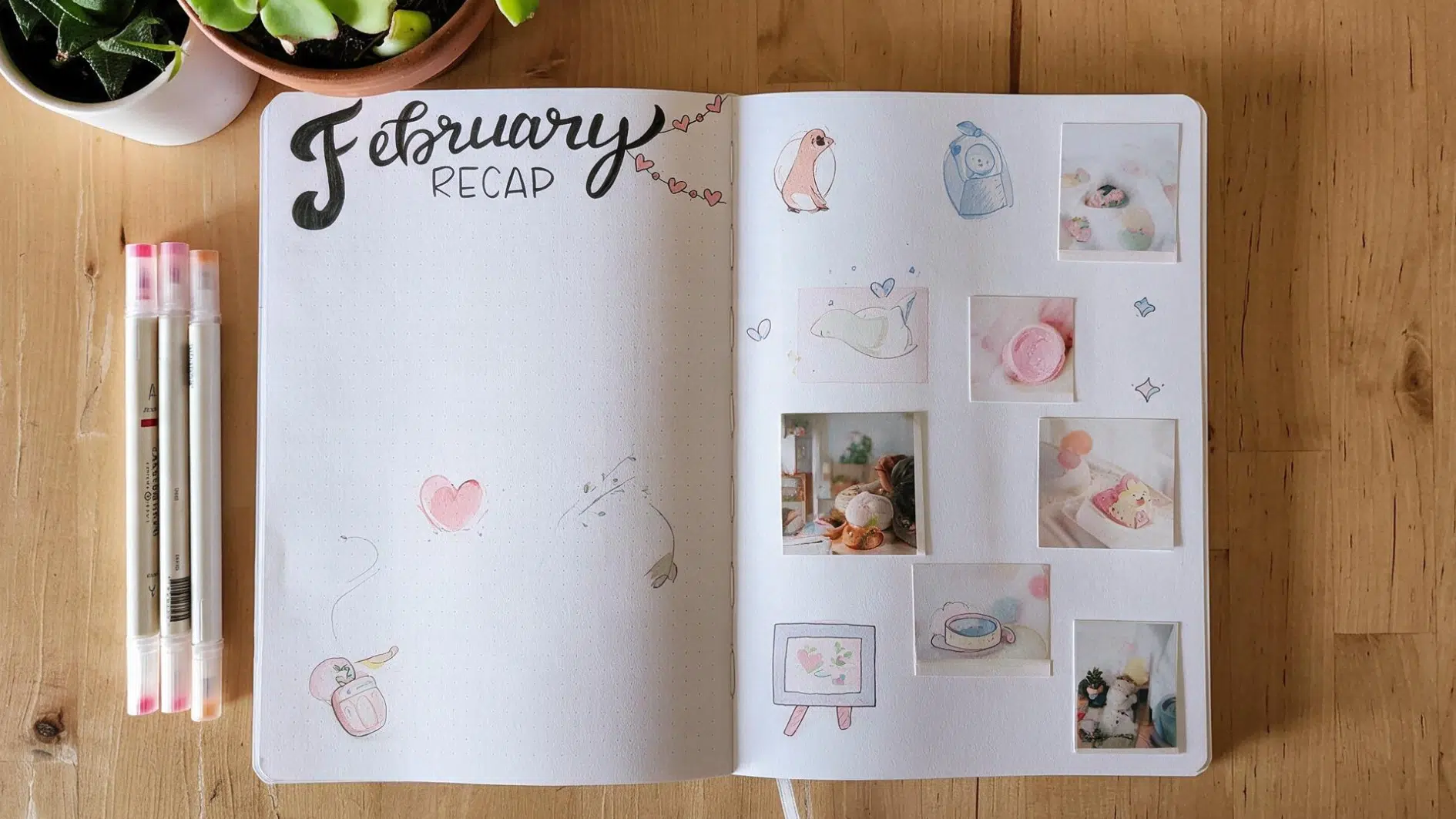 february monthly reflection page with photos and drawings