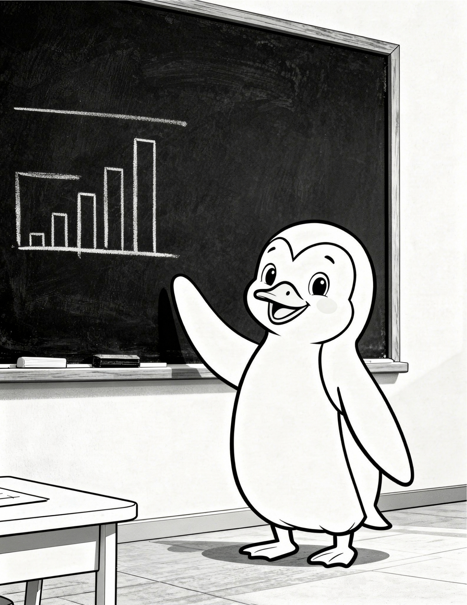 classroom teacher penguin teaching students coloring page outline
