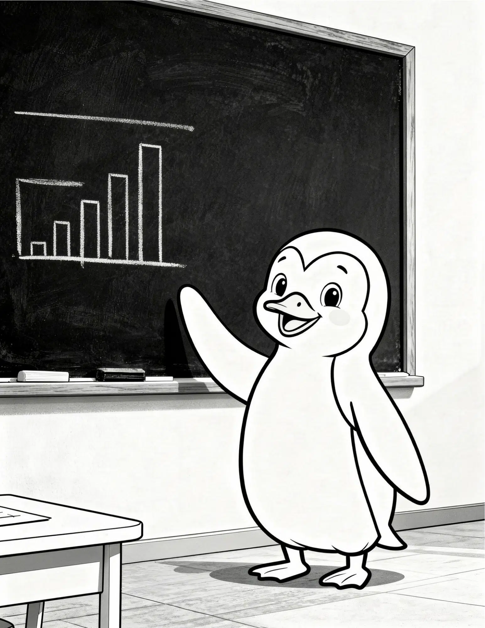 classroom teacher penguin teaching students coloring page outline