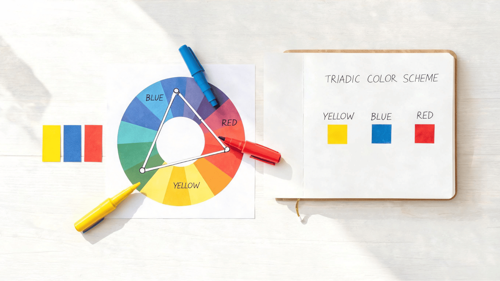 triadic color scheme examples and color palette inspiration for graphic design