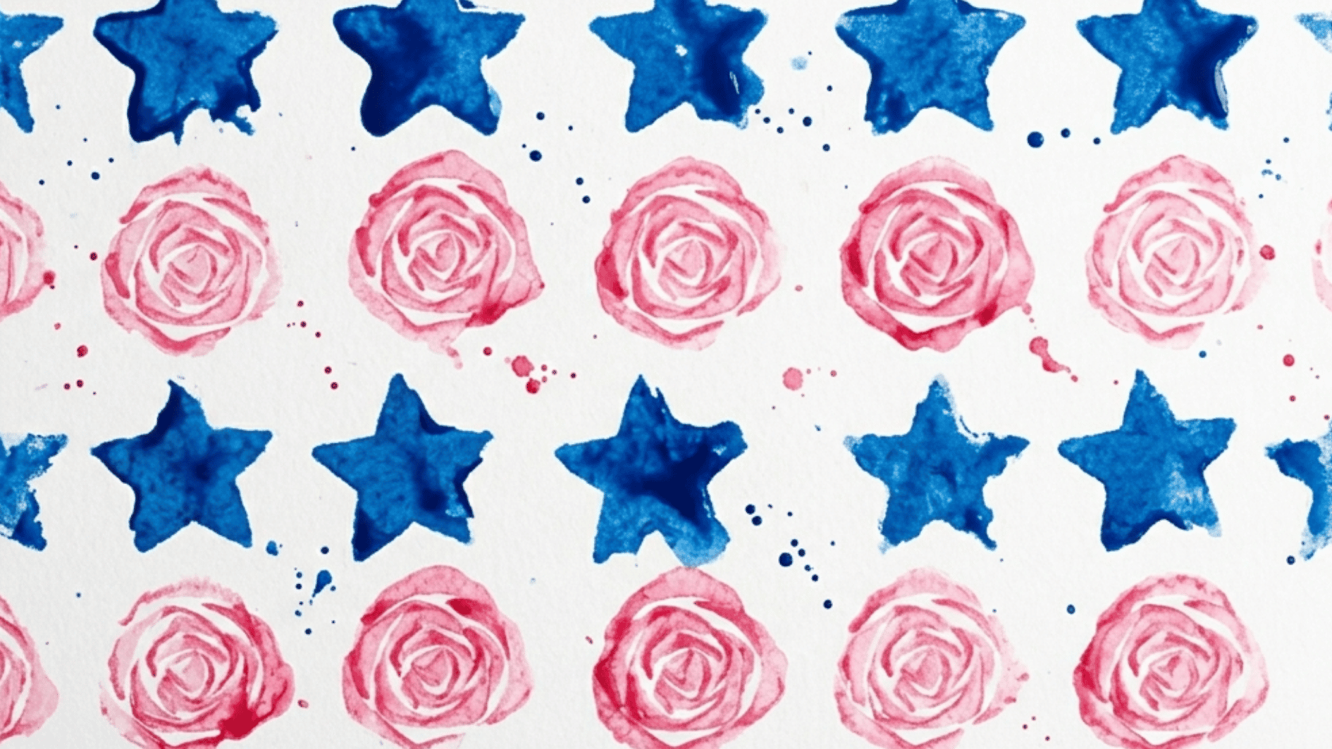 potato and celery stamp prints in blue and pink on white paper
